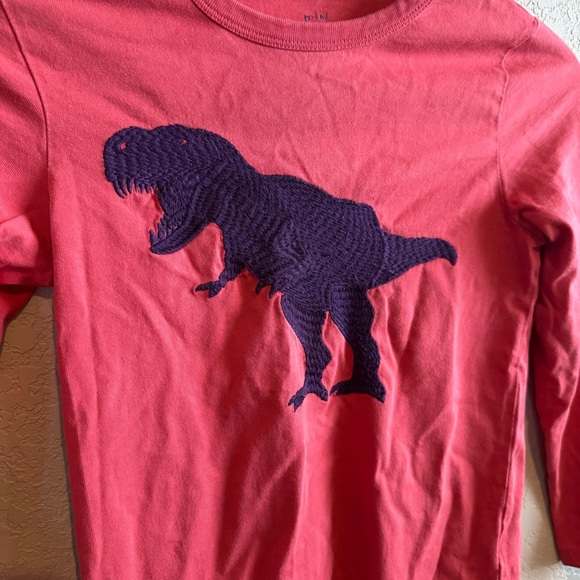 Mini Boden Other - Mini Boden Kids Pink T-Rex Dinosaur Embroidered Long‎ Sleeve Cotton Shirt 7-8Y